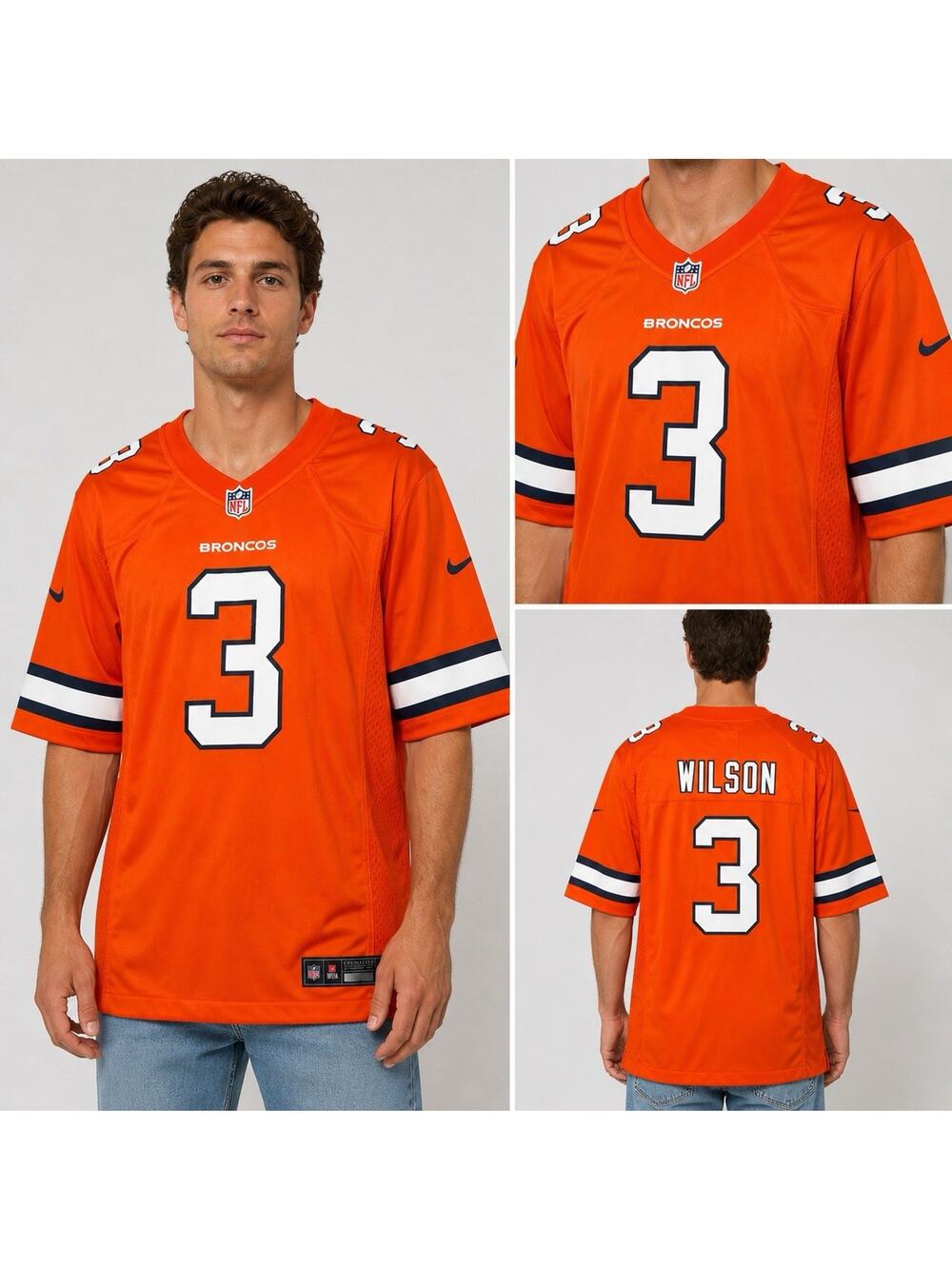 Nike NFL Denver Broncos Orange Football Jersey Men’s M Russell Wilson #3 NWT